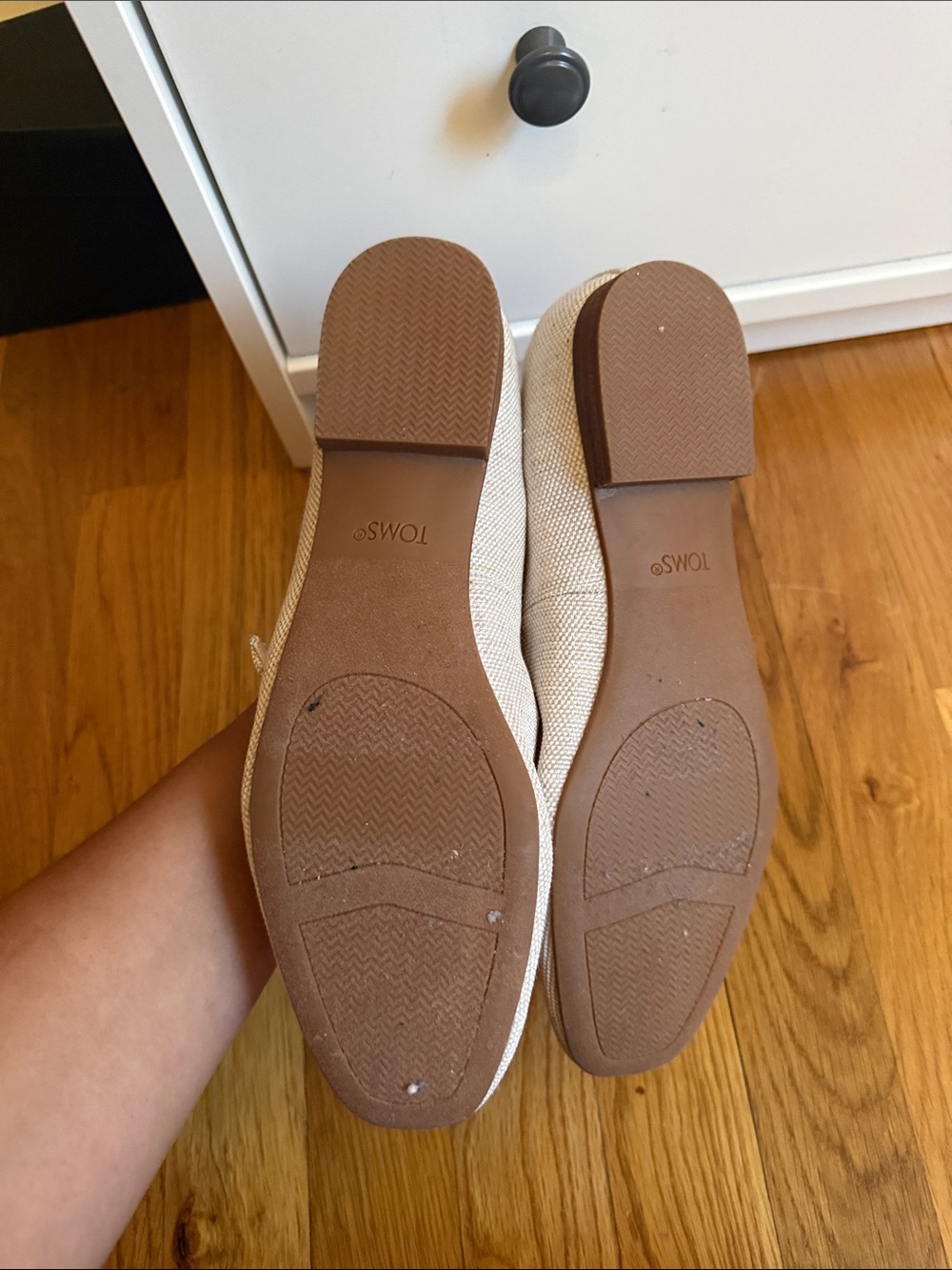 TOMS Light Beige Mary Jane Flats with Strap - Picture 2 of 4